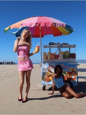 omighty HIBISCUS POINTELLE MICRO SKIRT IN PINK